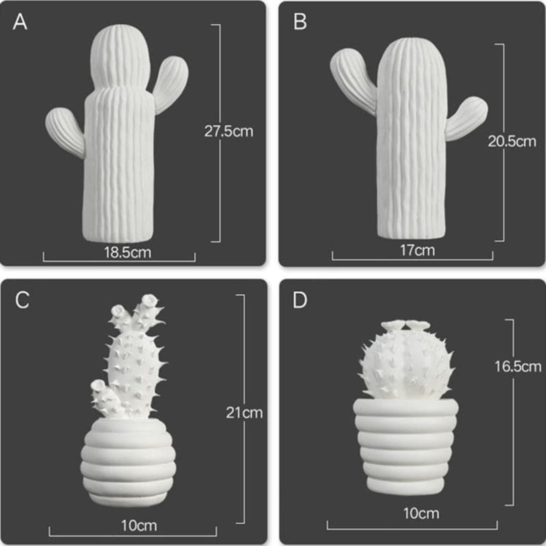 Elegant Porcelain Cactus Collection | Modern Shelf Accent