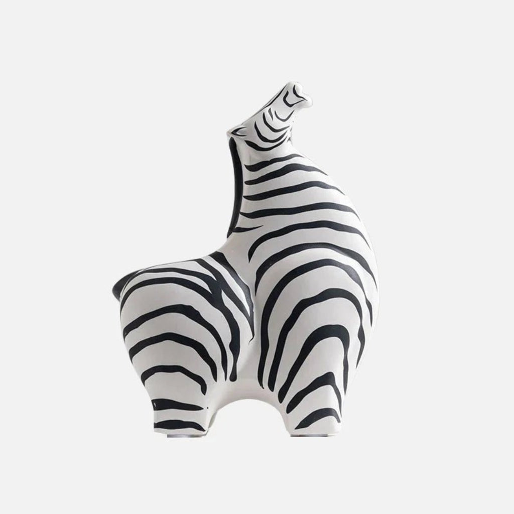 Sculptural Ceramic Animal Figure | Modern Interior Accent Striped Up