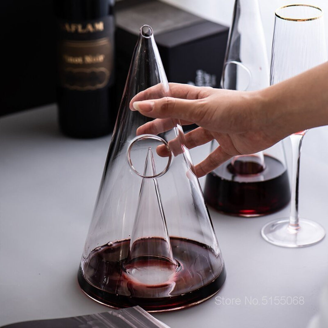 Modern Wine Decanter Carafe | Conical Glass Design Serve