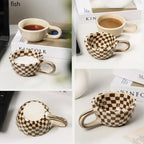 Graphic Checkered Ceramic Mug 200ml Daily Use Cup