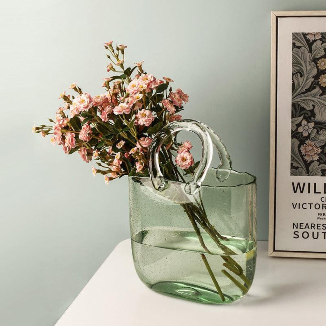 Modern Handbag Glass Vase | Chic Decorative Accent Home