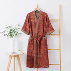 Modern Kimono Robe for Comfortable Home Lounge Wear Style Red