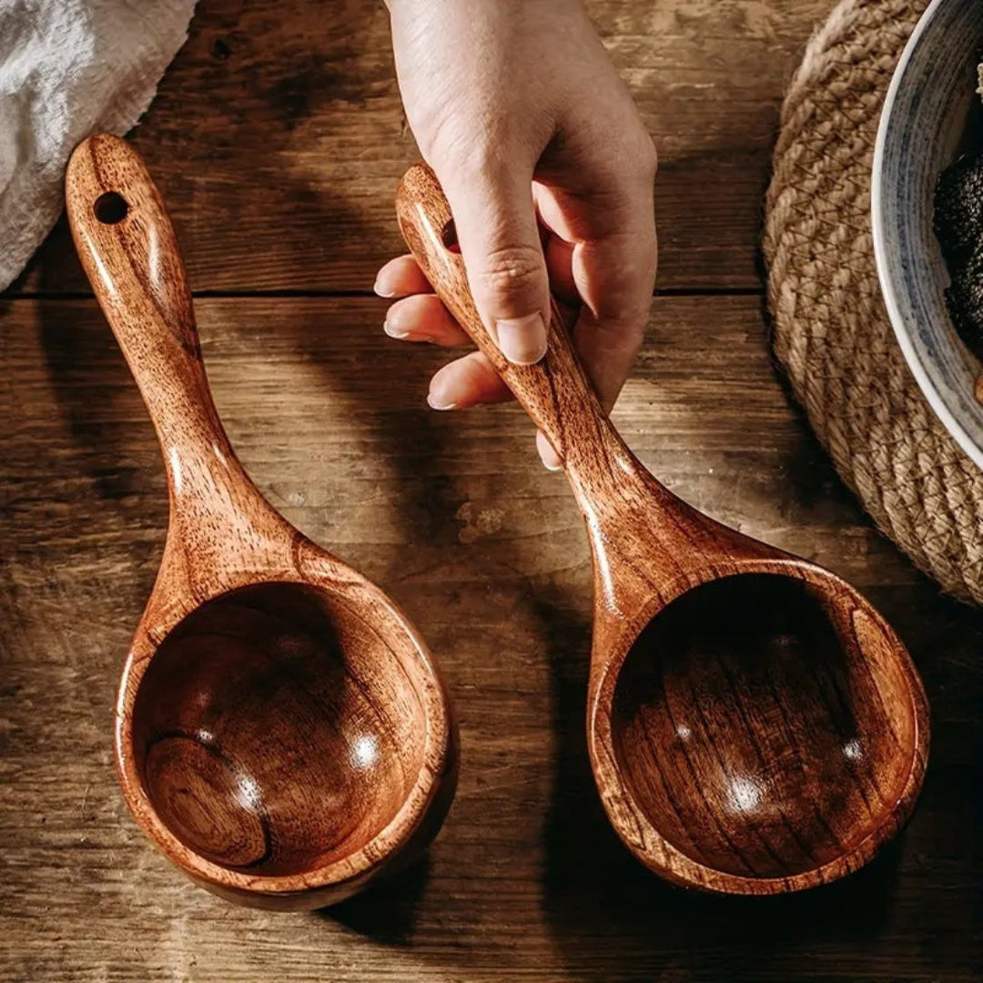 Artisan Wooden Kitchen Scoop with Balanced Ergonomic Grip