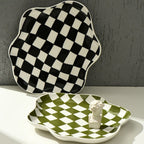 Contemporary Checkered Ceramic Storage Tray | Modern Living