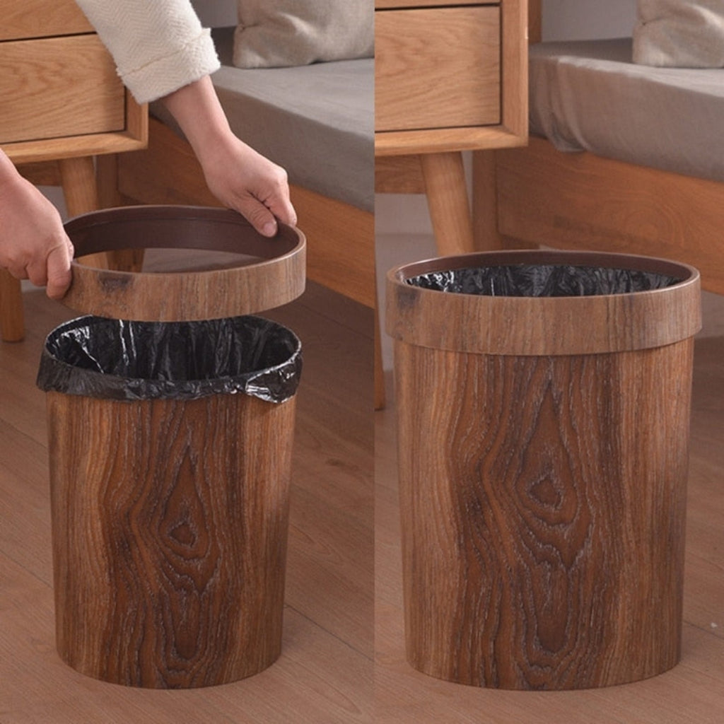 Nordic Style Wood Garbage Bin | Minimal Home Waste Use