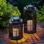 Coastal Solar Woven Lantern Light | Soft Outdoor Glow Use Large Dark Brown