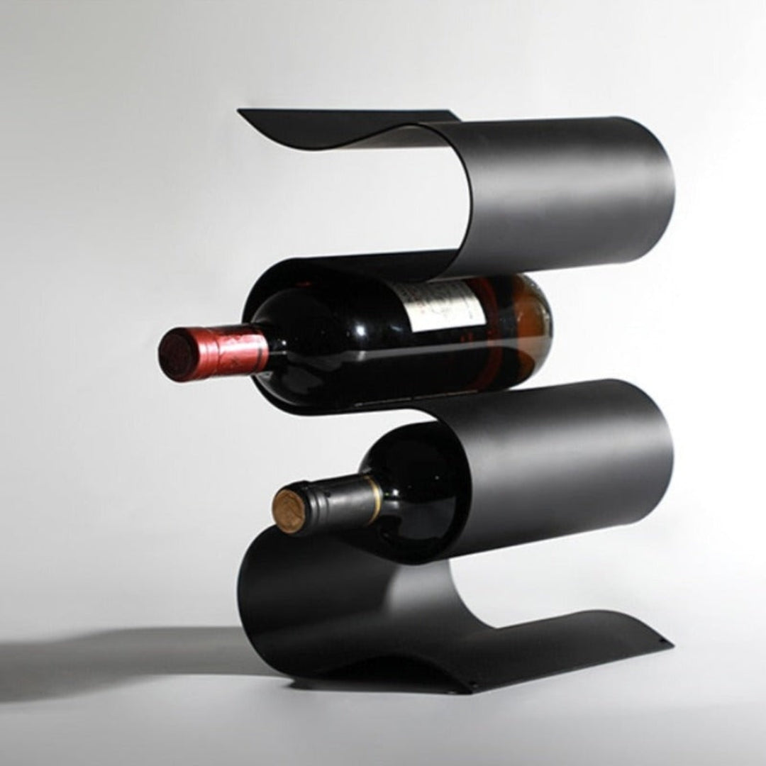 Contemporary Metal Wine Rack Display for Four Bottles Home Matt Black