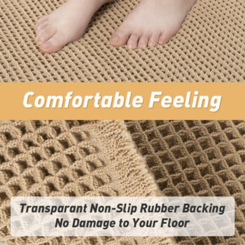 Plush Waffle Bath Mat | Absorbent Non Slip Bathroom Rug