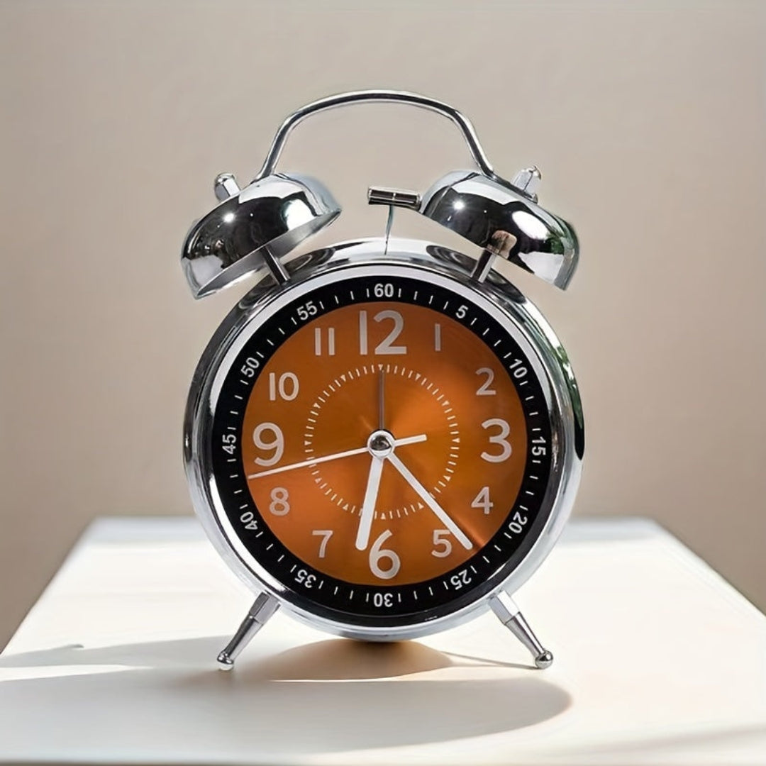 Vintage Bell Top Alarm Clock | Reliable Twin Bell Wake Orange