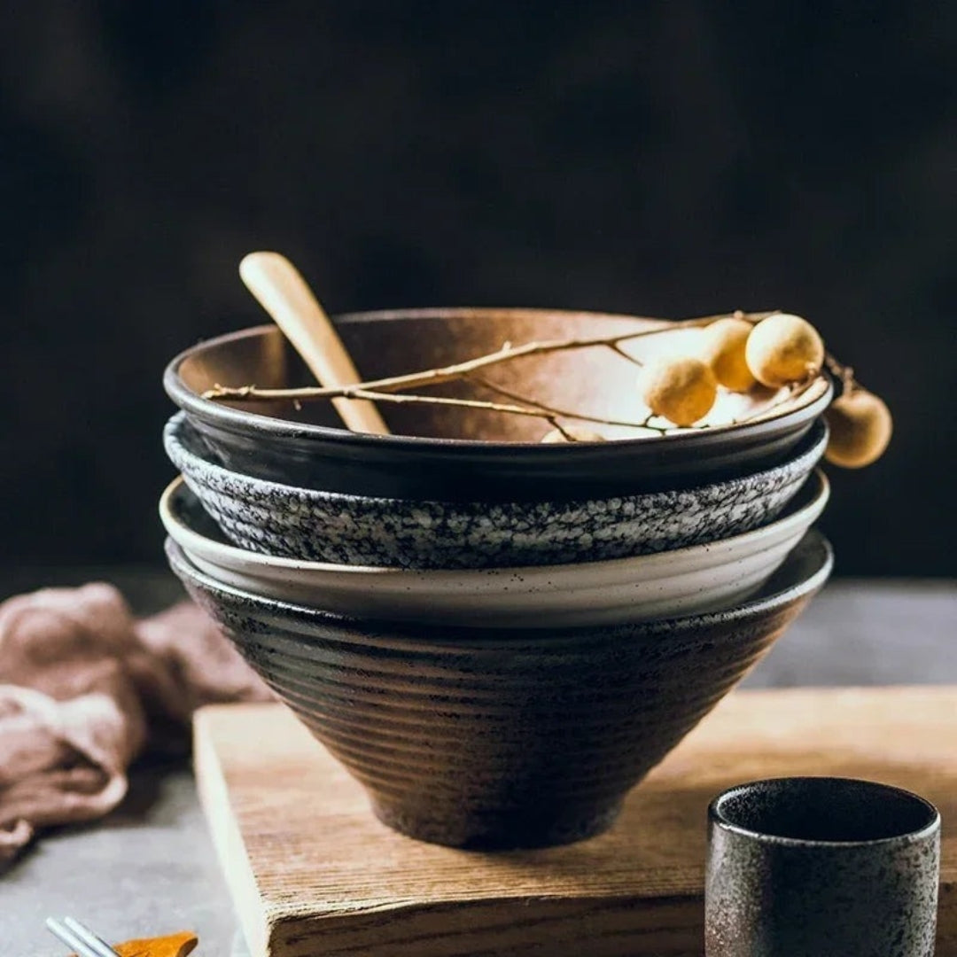 Sculptural Japanese Ceramic Ramen Bowl | Artisan Finish