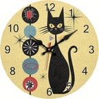 Whimsical Cat Wooden Wall Clock for Creative Home Style 30cm