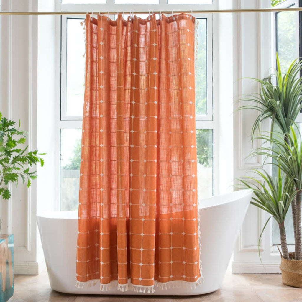 Classic Plaid Shower Curtain Refined Vintage Bathroom Style