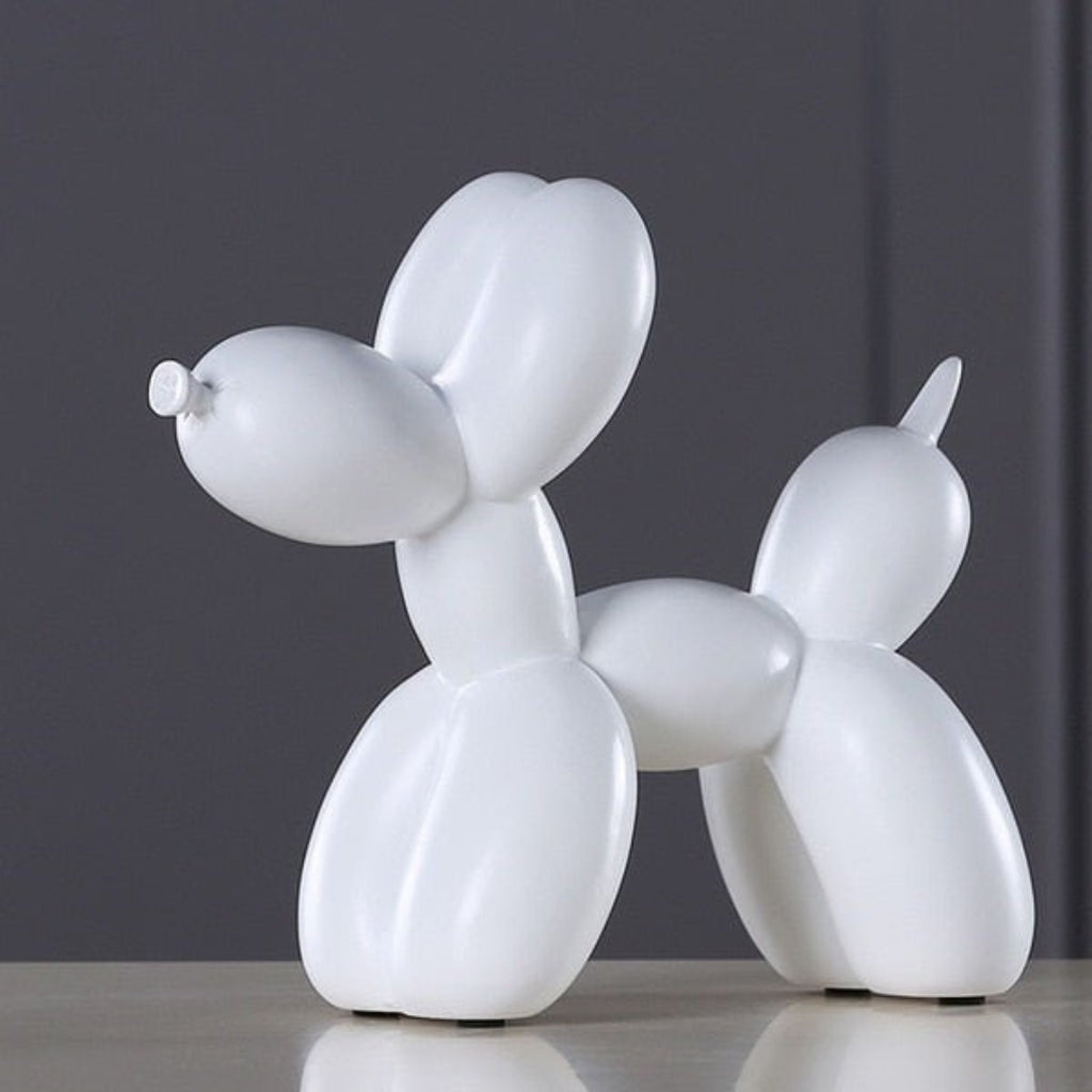 Iconic Chrome Balloon Dog Sculpture | Gallery Style Accent Off-White