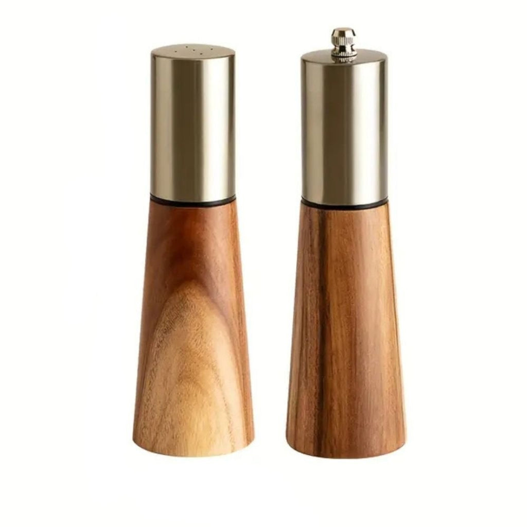 Classic Wooden Salt Shaker Pepper Mill Set for Kitchen Use