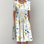 Women’s Casual Midi Dress with Floral Print and Pockets Yellow Floral Print