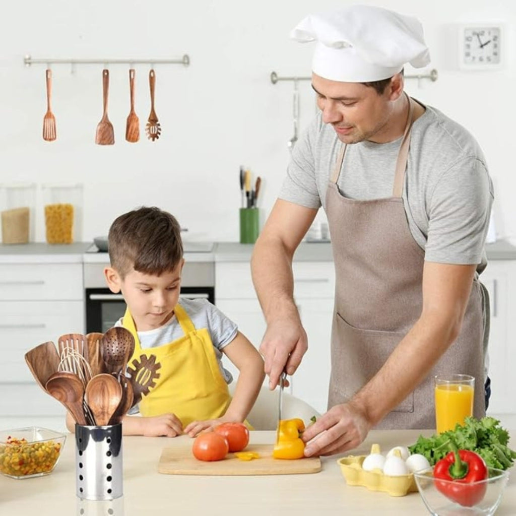 Minimal Wooden Kitchen Utensil Set 7 Piece Home Cooking