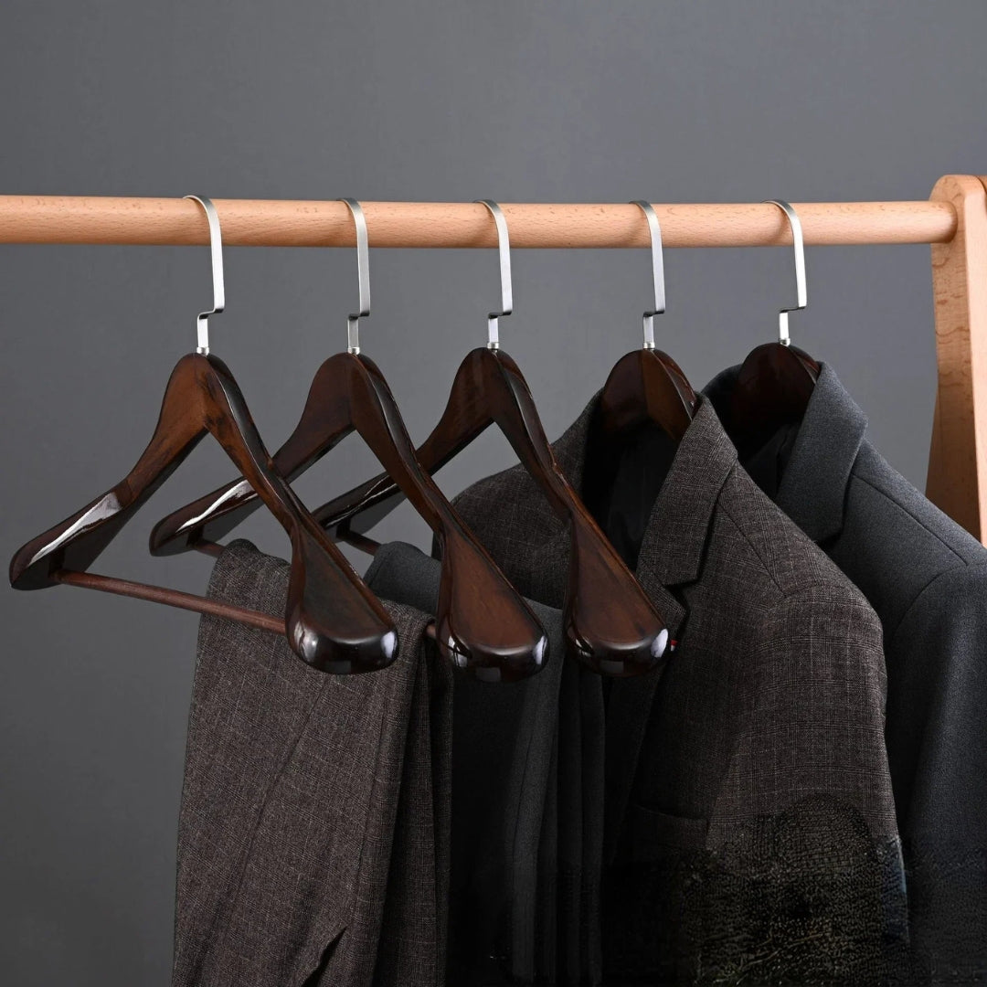 Premium Wooden Clothes Hangers for Stylish Wardrobes Homes Coffee Color