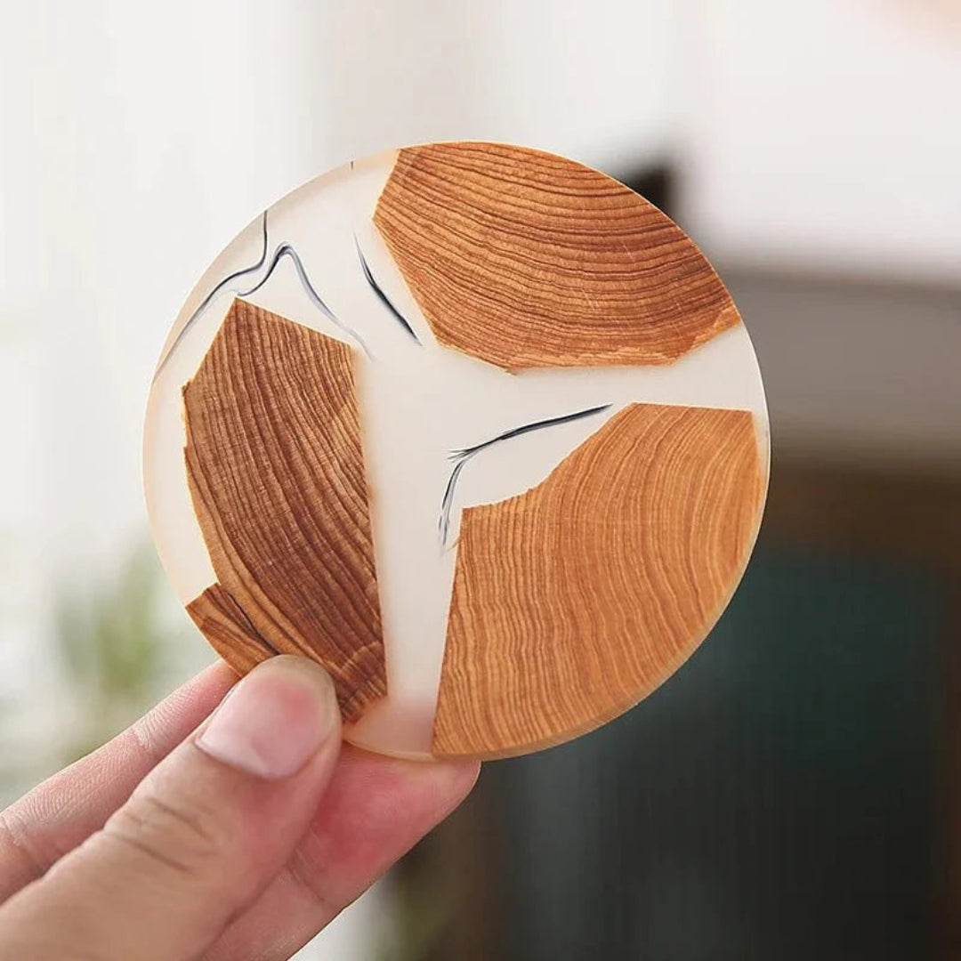 Modern Japanese Wooden Coaster Set for Tabletop Protection