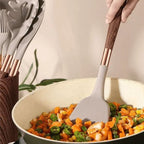 Modern Kitchen Utensil Set with Gold Accent Handles Home