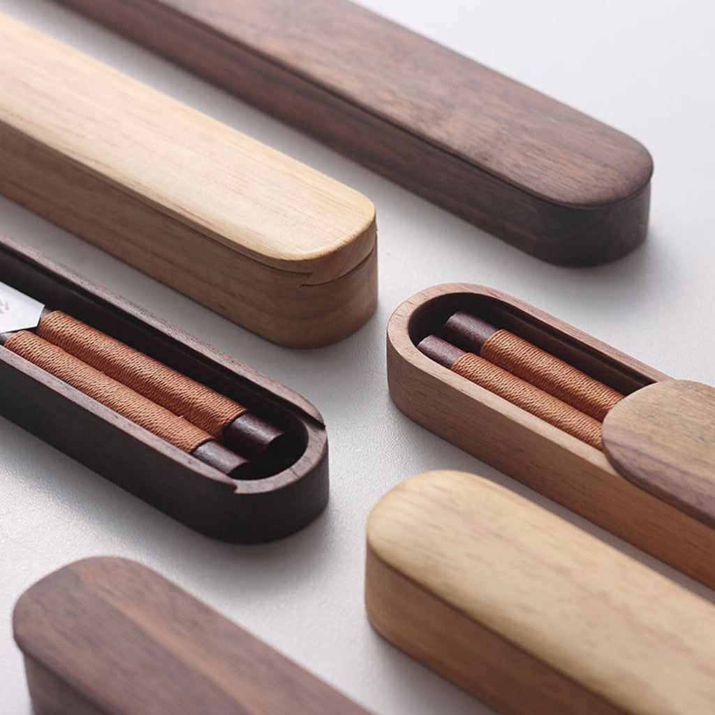 Handcrafted Walnut Wood Chopsticks with Decorative Wire