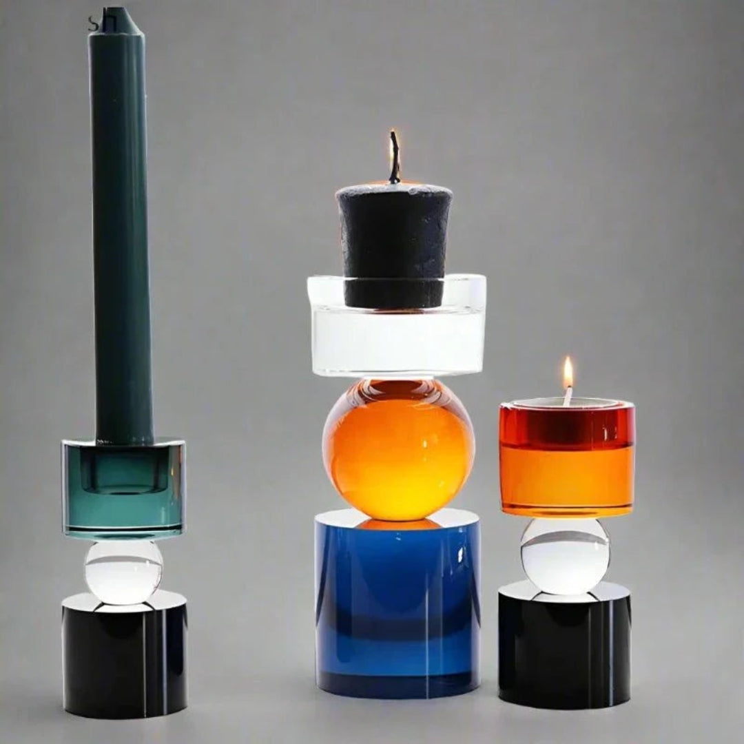 Colourful Geometric Crystal Candle Holder for Modern Decor