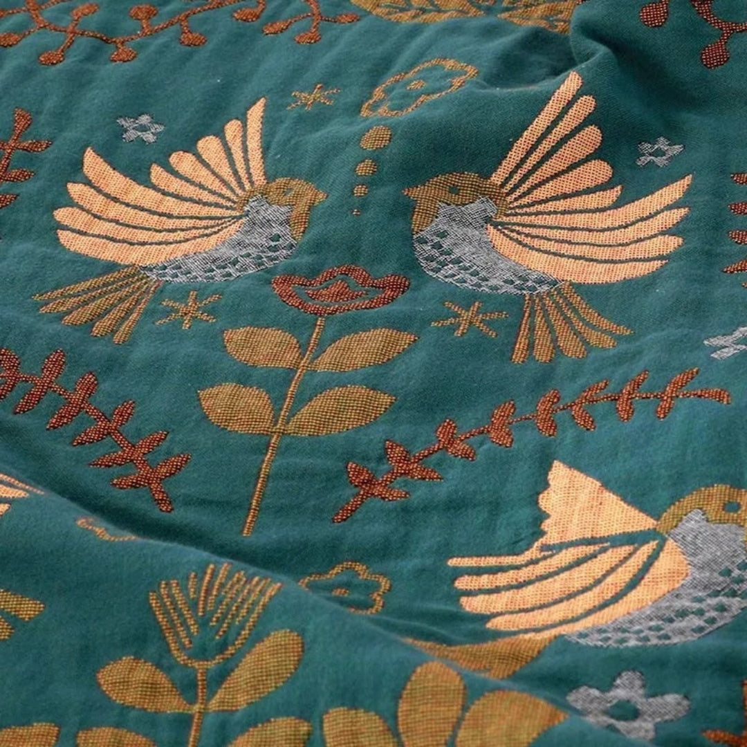 Scandinavian Reversible Throw | Nordic Bird Pattern Style