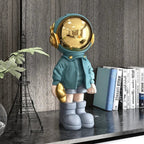 Astronaut Statue | Modern Metallic Accent Home Decor Piece Blue