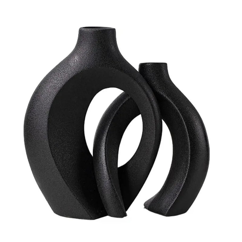 Minimal Ceramic Vase Set | Clean Modern Boho Interior Style Black