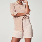 Women’s Pull-On Stretch Denim Shorts for Everyday Comfort Beige