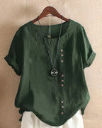 Women’s Casual Button Detail Blouse for Summer Styling Dark Green