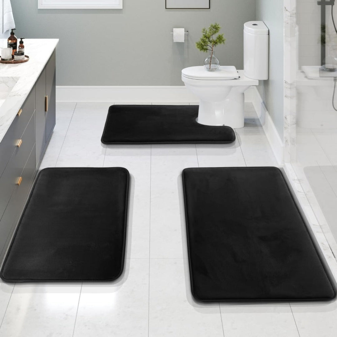 Ergonomic Bathroom Accessory Set | Supportive Comfort Use Black
