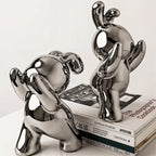 Playful Rabbit Bookends Set as a Stylish Shelf Accent Decor