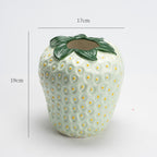Designer Strawberry Ceramic Vase | Unique Tabletop Decor Green