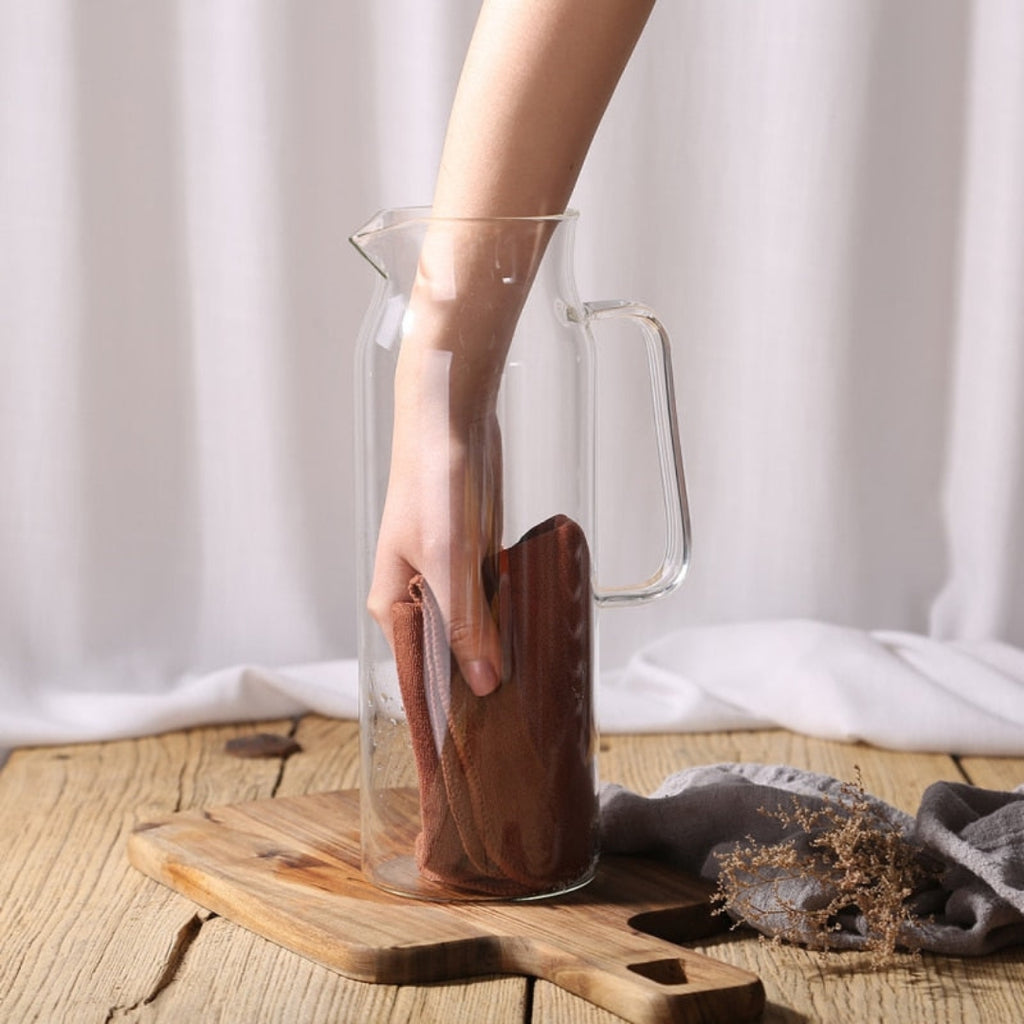 Elegant Glass Water Pitcher with Heat Resistant Steel Lid