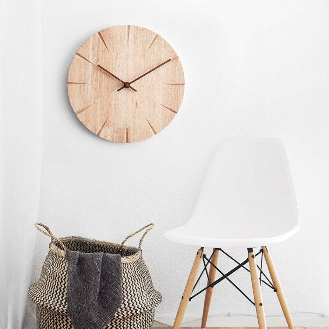 Silent Wooden Wall Clock | Contemporary Home Accent Decor