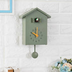Decorative Quartz Cuckoo Wall Clock for Interior Decor Spaces Green