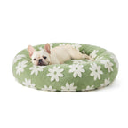 Cozy Orthopedic Dog Bed Featuring Floral Checkerboard Style Green