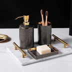 Luxe Ceramic Bathroom Set | Golden Accent Accessories Kit