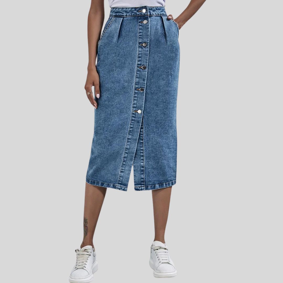 Women’s Chic Midi Skirt – Everyday Denim Style Blue