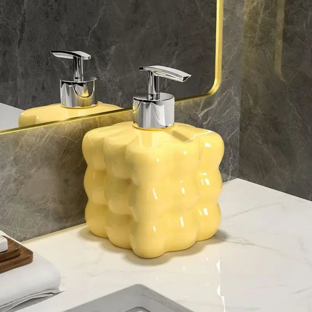 Decorative Luxury Soap Dispenser for Bathroom and Kitchen Yellow