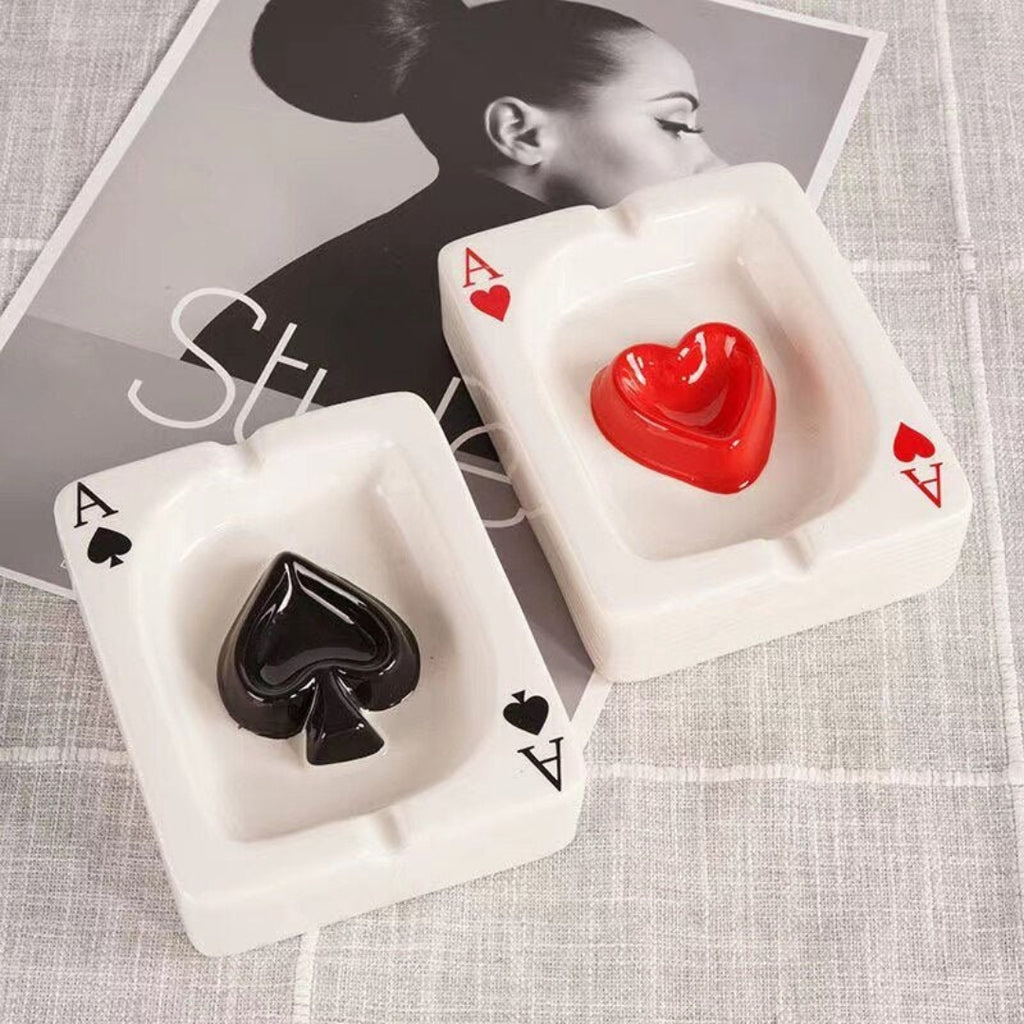 Poker Heart Ceramic Ashtray | Modern Card Design Decor