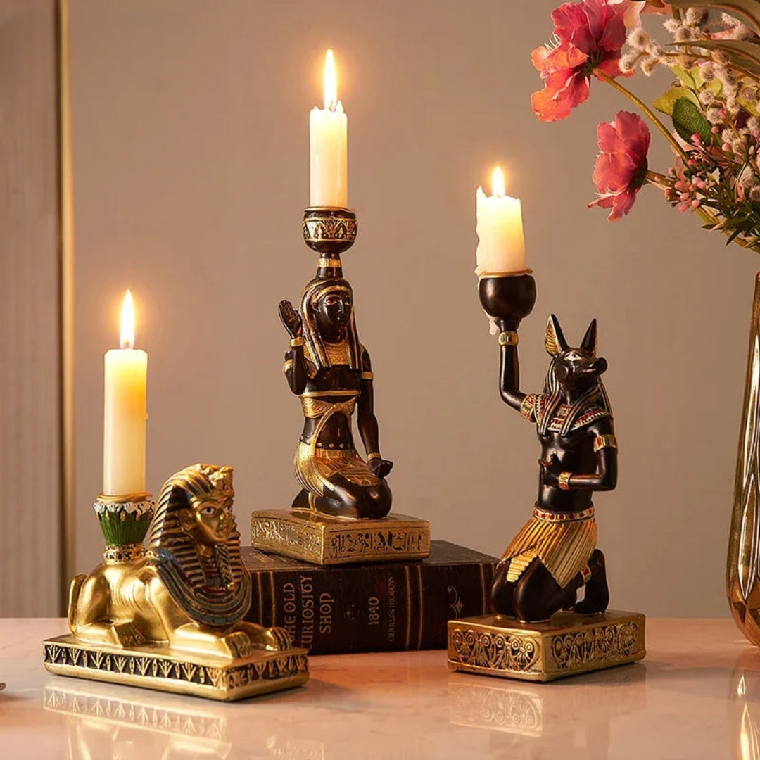 Sculptural Egyptian Candle Stand for Tabletop Decor Display All Three (Save £24)