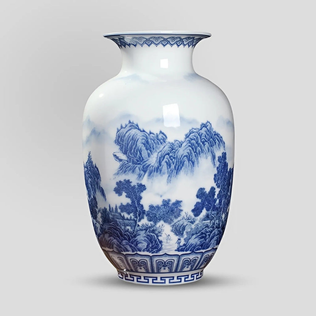 Classic Chinese Blue and White Ceramic Vase with Antique Design A
