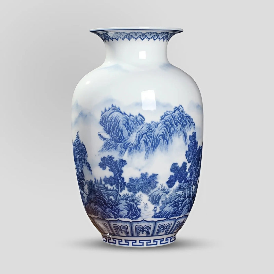 Classic Chinese Blue and White Ceramic Vase with Antique Design A