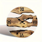 Contemporary Acrylic Wall Clock Showcasing Wood Grain Style Beige