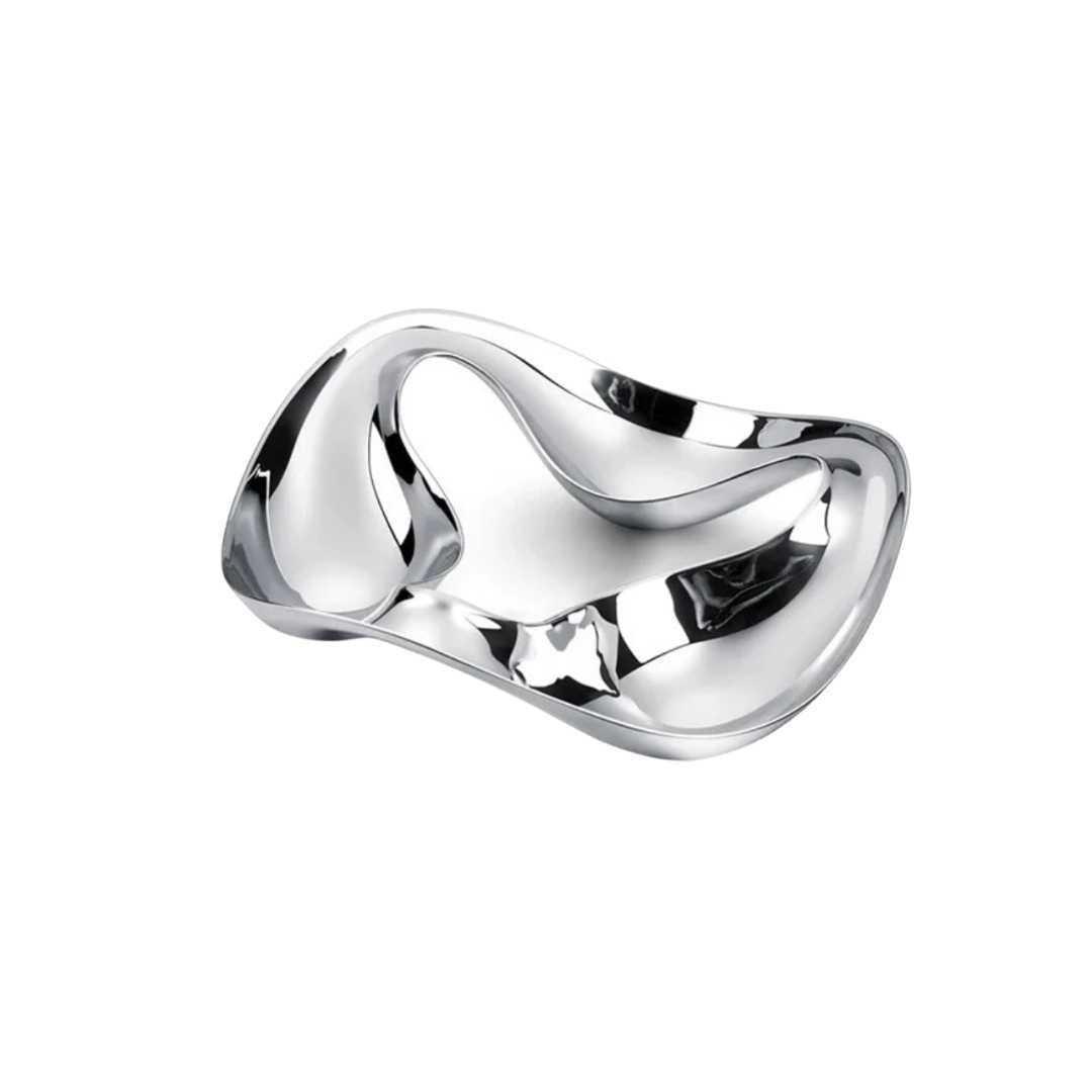 Modern Round Stainless Steel Serving Tray for Living Room