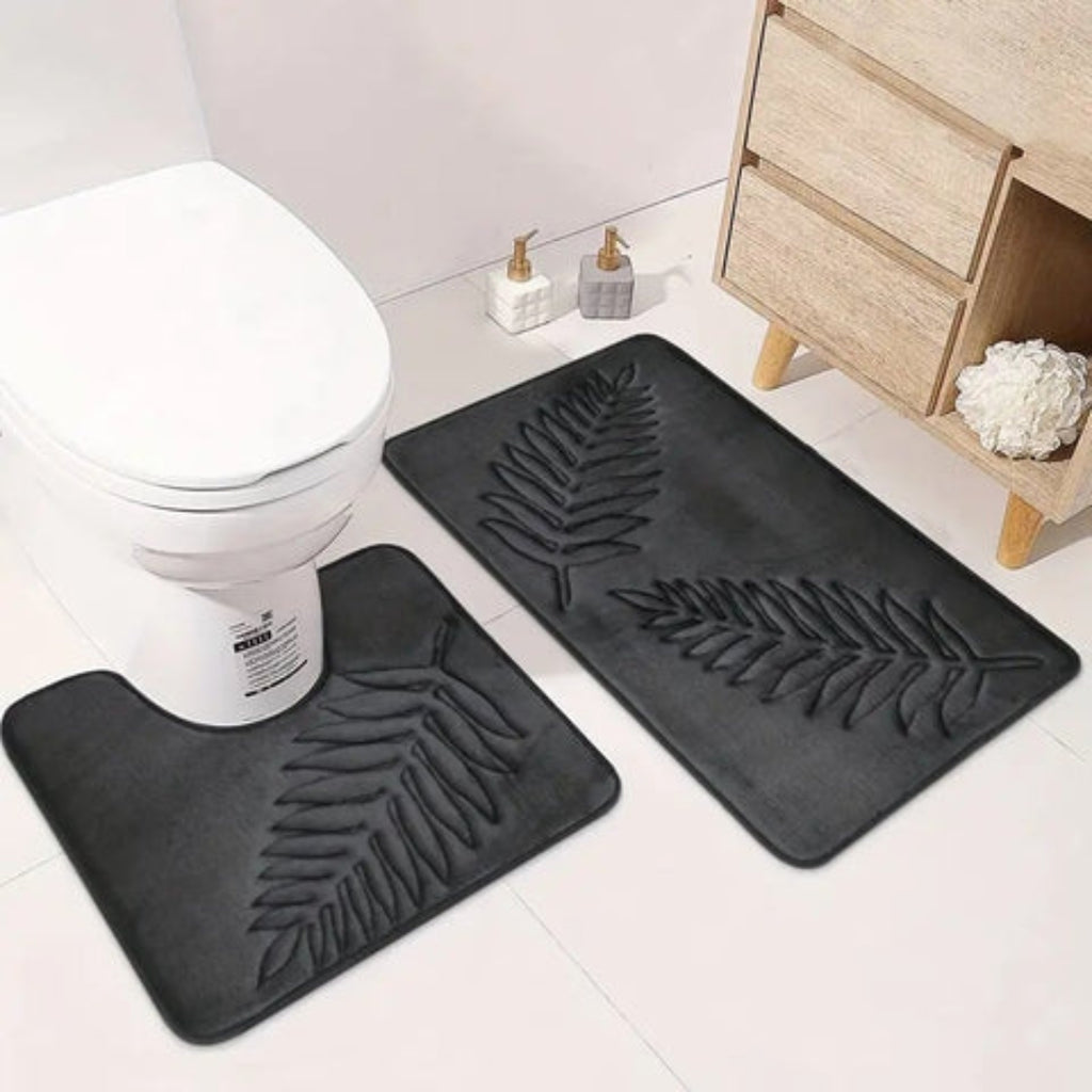Minimalist Memory Foam Bath Mat Set for Cushioned Feel Use