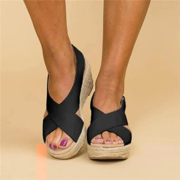 Women’s Elegant Espadrille Sandals – Casual Everyday Footwear Black