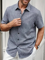 Men’s Lightweight Classic Short Sleeve Shirt – Perfect Summer Top Grey