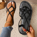Women’s Braided Flat Sandals for Spring and Summer Casual Wear